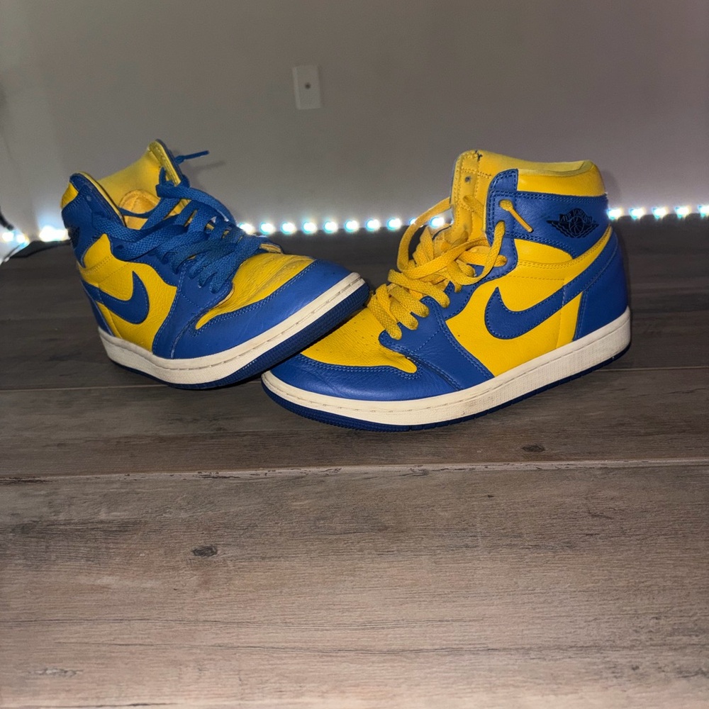 Nike Blue and Yellow High-Top Sneakers